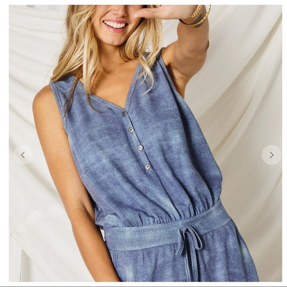 Tie Dye look! Sleeveless Romper with side pockets - Picture 5 of 5